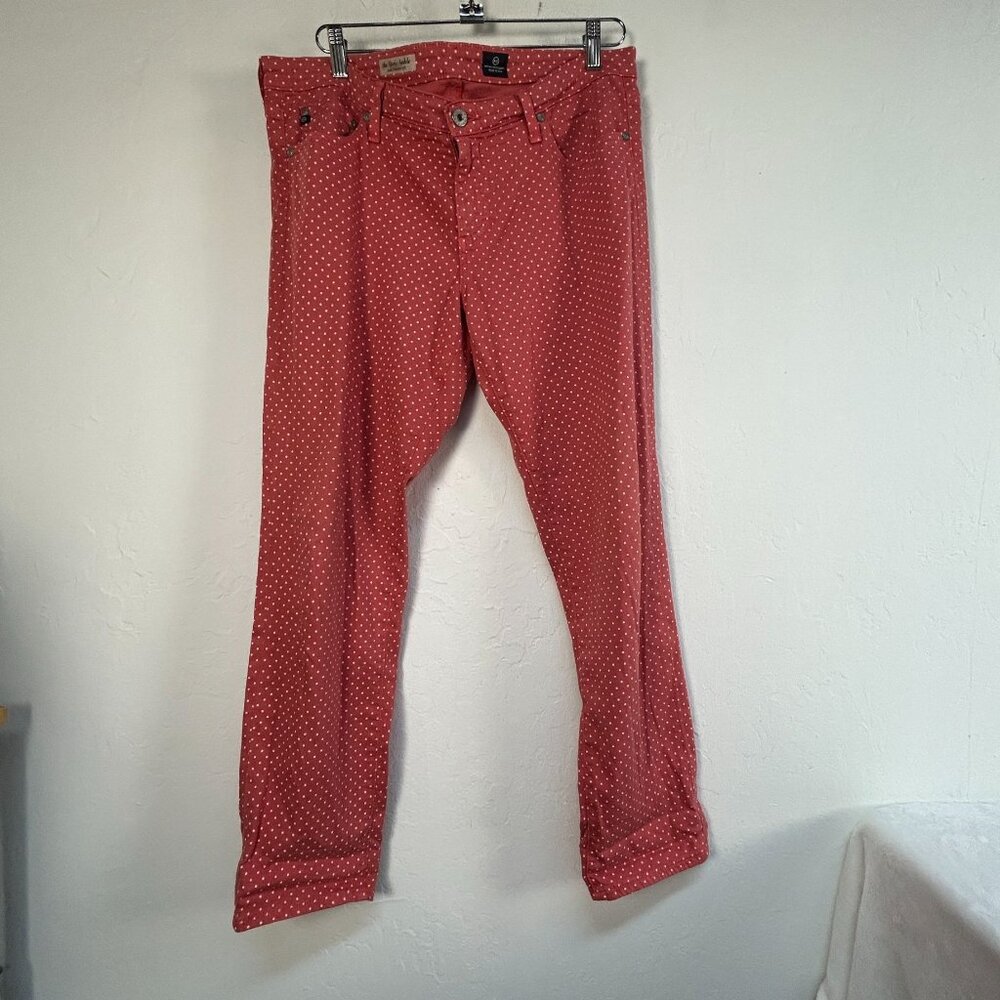 AG Adriano Goldschmied Womens The Stevie Ankle Slim Straight Leg Pants 32R Red